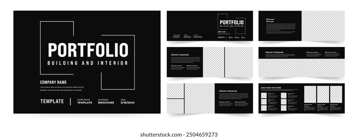 Arquitectura paisajística Plantilla de Cartera o diseño de diseño de Cartera. Diseño de folleto de tamaño A4 para el interior