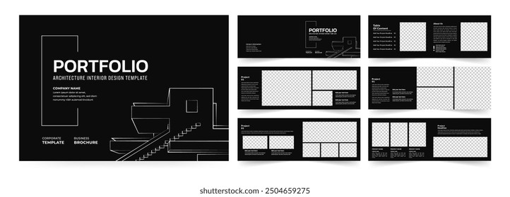 Landscape architecture portfolio template or Portfolio layout design. A4 size brochure design for interior