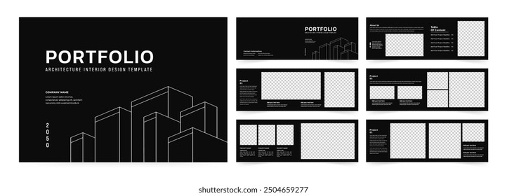 Landscape architecture portfolio template or Portfolio layout design. A4 size brochure design for interior