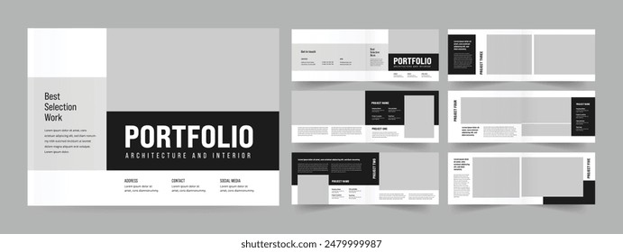 landscape architecture portfolio template and real estate brochure design.