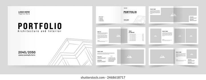 Landscape architecture profile brochure template and interior portfolio layout design