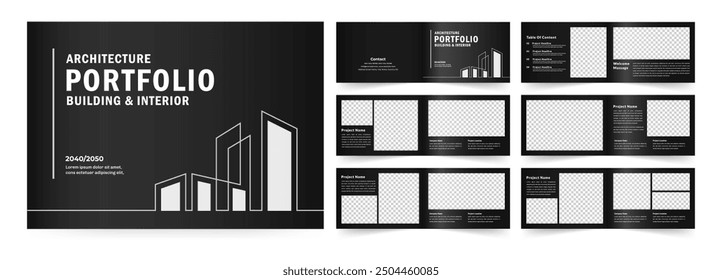Folleto de perfil de arquitectura de paisaje Plantilla y diseño de diseño de Cartera interior