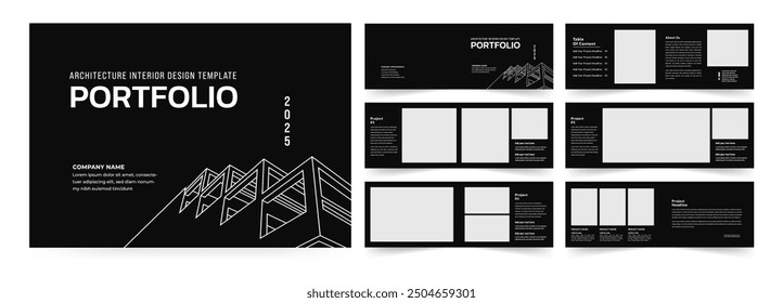 Landscape architecture profile brochure template and interior portfolio layout design