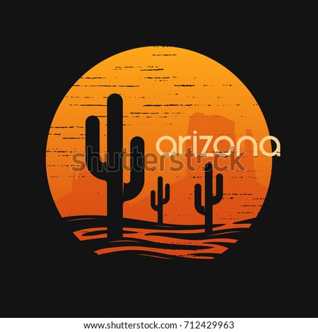 Landscape of Arizona state. T-shirt and apparel vector design, print, typography, poster, emblem
