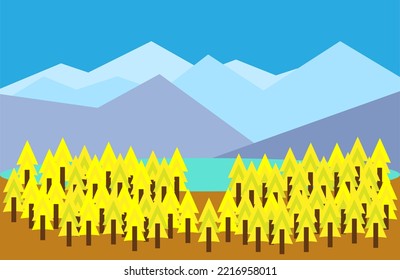 Landscape of around mountain range during autumn.