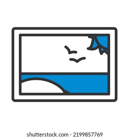 Landscape Art Icon. Editable Bold Outline With Color Fill Design. Vector Illustration.