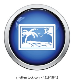 Landscape art icon. Glossy button design. Vector illustration.