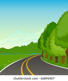 The landscape with an asphalt road