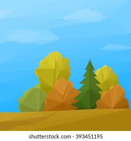 Landscape, Autumn Forest Low Poly