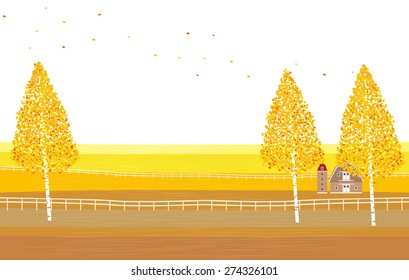 Landscape of autumn ranch