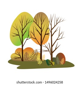 Landscape with autumn trees isolated
