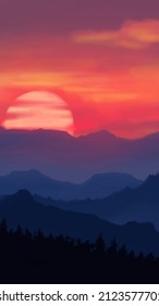 Landschaftshintergrund. Abstrakte Kunstvorlage mit Farbelementen. Sunrise Sunset Hintergrund abstraktes Bannerdesign im Naturstil. Vektorgrafik.