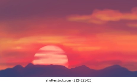 Fondo paisajístico. Plantilla de arte abstracta con elementos de pintura. Diseño abstracto de banner de fondo Sunrise Sunset en estilo natural. Ilustración vectorial.