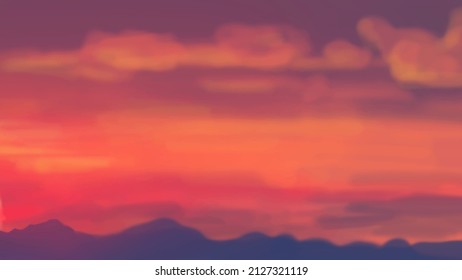 Landscape background. Abstract art template with paint elements. Sunrise Sunset background abstract banner design in nature style. Vector illustration.