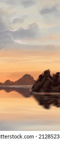 Fondo paisajístico. Plantilla de arte abstracta con elementos de pintura. Diseño abstracto de banner de fondo Sunrise Sunset en estilo natural. Ilustración vectorial.