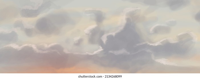 Landscape background. Abstract art template with paint elements. Sunrise Sunset background abstract banner design in nature style. Vector illustration.