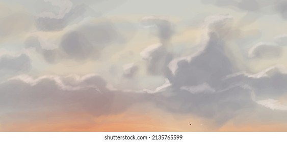 Fondo paisajístico. Plantilla de arte abstracta con elementos de pintura. Diseño abstracto de banner de fondo Sunrise Sunset en estilo natural. Ilustración vectorial.