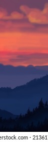 Fondo paisajístico. Plantilla de arte abstracta con elementos de pintura. Diseño abstracto de banner de fondo Sunrise Sunset en estilo natural. Ilustración vectorial.