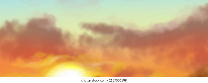 Fondo paisajístico. Plantilla de arte abstracta con elementos de pintura. Diseño abstracto de banner de fondo Sunrise Sunset en estilo natural. Ilustración vectorial.
