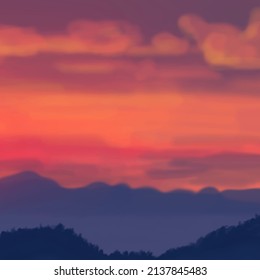 Fondo paisajístico. Plantilla de arte abstracta con elementos de pintura. Diseño abstracto de banner de fondo Sunrise Sunset en estilo natural. Ilustración vectorial.