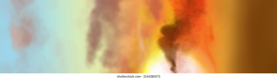 Landscape background. Abstract art template with paint elements. Sunrise Sunset background abstract banner design in nature style. Vector illustration.
