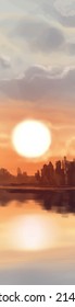 Landscape background. Abstract art template with paint elements. Sunrise Sunset background abstract banner design in nature style. Vector illustration.