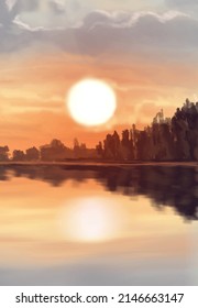 Fondo paisajístico. Plantilla de arte abstracta con elementos de pintura. Diseño abstracto de banner de fondo Sunrise Sunset en estilo natural. Ilustración vectorial.