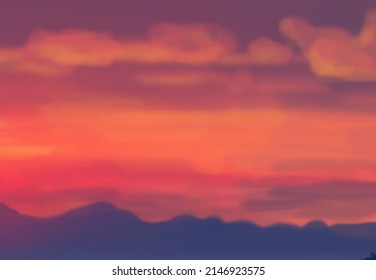 Landschaftshintergrund. Abstrakte Kunstvorlage mit Farbelementen. Sunrise Sunset Hintergrund abstraktes Bannerdesign im Naturstil. Vektorgrafik.