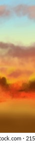 Landscape background. Abstract art template with paint elements. Sunrise Sunset background abstract banner design in nature style. Vector illustration.