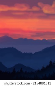 Landscape background. Abstract art template with paint elements. Sunrise Sunset background abstract banner design in nature style. Vector illustration.