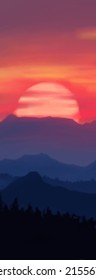 Fondo paisajístico. Plantilla de arte abstracta con elementos de pintura. Diseño abstracto de banner de fondo Sunrise Sunset en estilo natural. Ilustración vectorial.