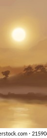 Fondo paisajístico. Plantilla de arte abstracta con elementos de pintura. Diseño abstracto de banner de fondo Sunrise Sunset en estilo natural. Ilustración vectorial.
