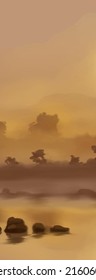 Fondo paisajístico. Plantilla de arte abstracta con elementos de pintura. Diseño abstracto de banner de fondo Sunrise Sunset en estilo natural. Ilustración vectorial.