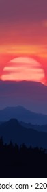 Landscape background. Abstract art template with paint elements. Sunrise Sunset background abstract banner design in nature style. Vector illustration.