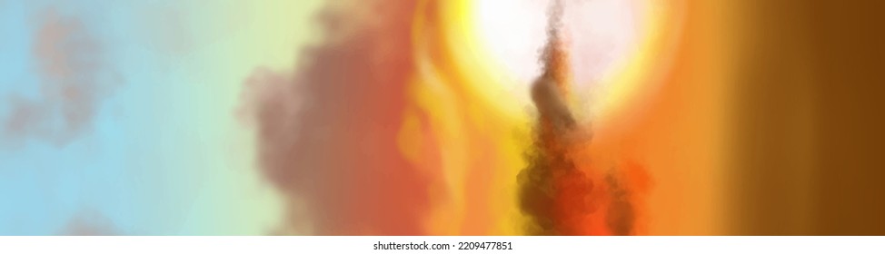 Landscape background. Abstract art template with paint elements. Sunrise Sunset background abstract banner design in nature style. Vector illustration.