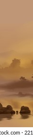 Landscape background. Abstract art template with paint elements. Sunrise Sunset background abstract banner design in nature style. Vector illustration.