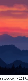 Landscape background. Abstract art template with paint elements. Sunrise Sunset background abstract banner design in nature style. Vector illustration.