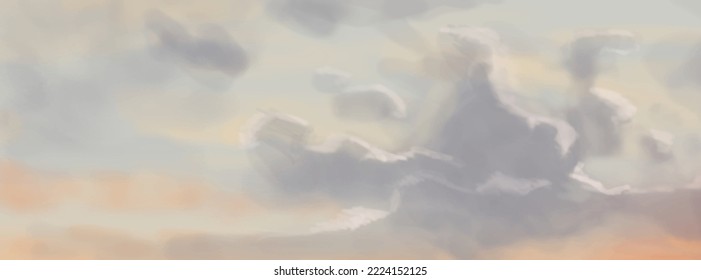 Landscape background. Abstract art template with paint elements. Sunrise Sunset background abstract banner design in nature style. Vector illustration.