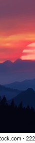 Landscape background. Abstract art template with paint elements. Sunrise Sunset background abstract banner design in nature style. Vector illustration.