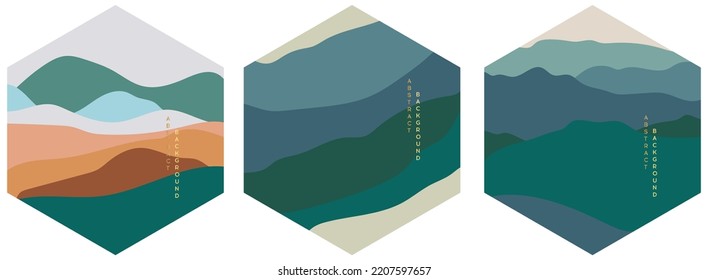 Landscape background in banner style. Geometric template with wavy shape. Abstract vector art. Art landscape background with wave pattern vector. Natural wallpaper with curve elements.