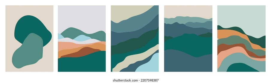 Landscape background in banner style. Geometric template with wavy shape. Abstract vector art. Art landscape background with wave pattern vector. Natural wallpaper with curve elements.