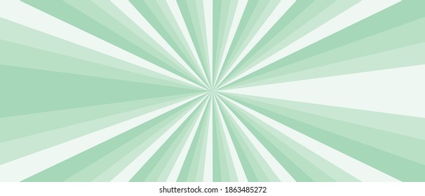 Landscape background Bursting sun rays, bright neo-mint shades or shades of green pastel. Vector illustration Suitable for wallpaper backgrounds. Retro poster or placard