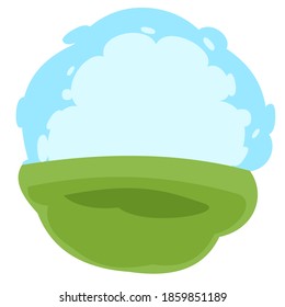 Landscape background. Cartoon flat style. In the form of soft rounded clouds. The composition is round. Isolated over white background. Illustration vector