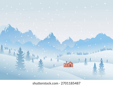 Landschaftlicher Hintergrund, kalte Atmosphäre und natürliche Schönheit, hellweißer Farbverlauf, Vektorgrafik für Hintergrunddesign, Erstellung von Reisebroschüren.