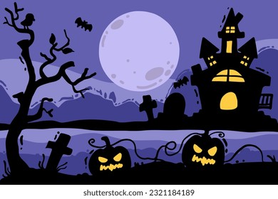Landschaftshintergrund für die Komposition von Bildern zu Halloween Schöne bunte Gemälde, Karten, Buchumschläge und andere Hintergründe.
