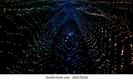 Landscape background. Cyberspace grid. 3d technology vector illustration. 