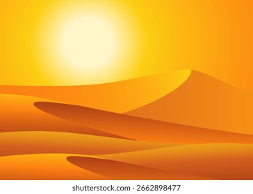 Paisaje de fondo desierto con dunas en estilo plano Ilustración de stock