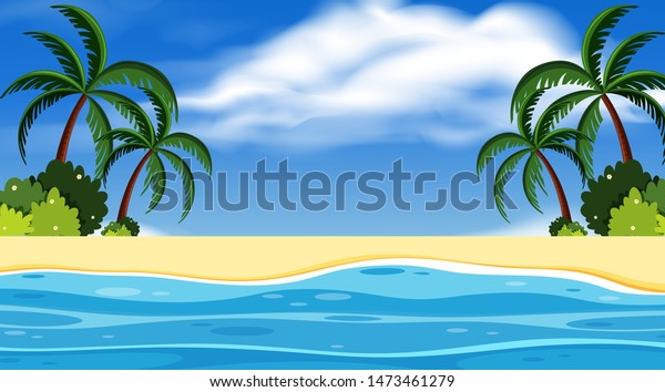 Landscape Background Design Ocean Blue Sky Stock Vector (Royalty Free ...