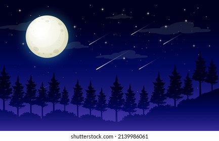 Landscape Background Illustration Of A Shooting Star At Night