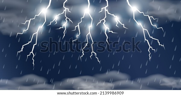 Landscape Background Illustration Of A Thunderstorm\
On Raining Sky